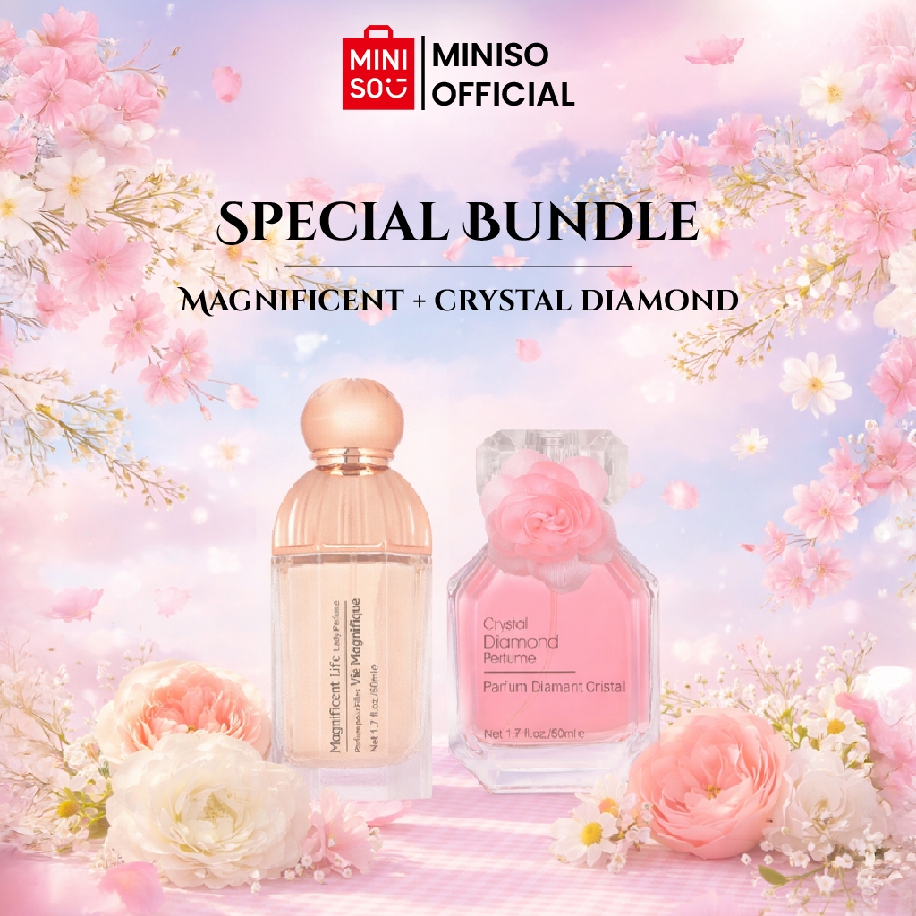 MINISO Crystal Diamond Perfume & Magnificent Life EDT Paket Kombo Isi 2 Botol