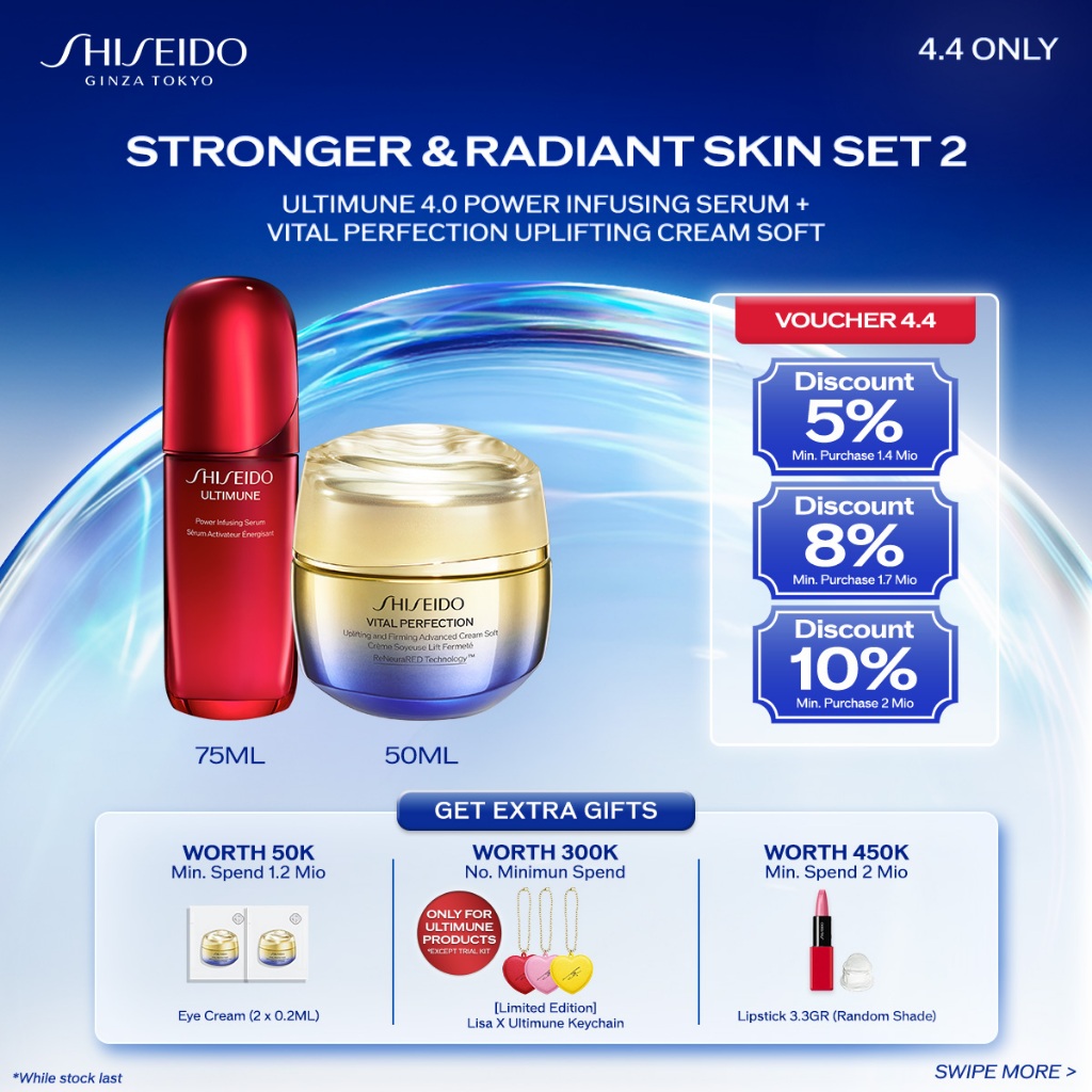 BUNDLE Shiseido Ultimune Serum 4.0 75ml & Vital Perfection Uplifting and Firming Advanced Cream Soft