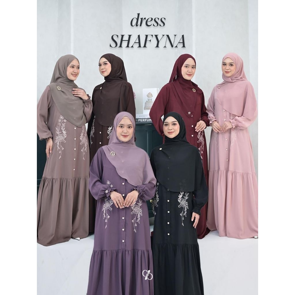 GREENISM - SHAFYNA DRESS BY GREENISM - GAMIS POLOS VARIASI BORDIR BUNGA CANTIK
