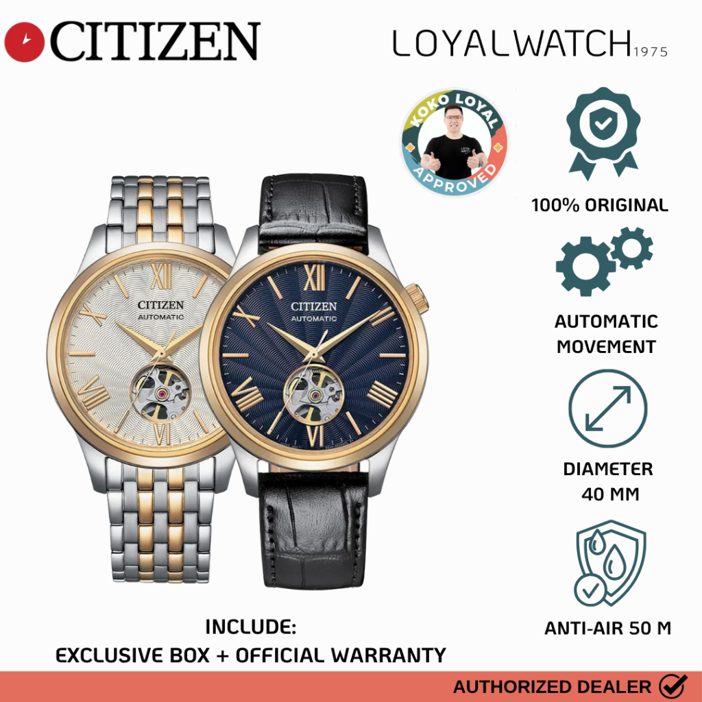Jam Tangan Citizen Casual Mechanical Pria CTZ NH9136 Stainless Steel / Leather / Kulit Original Gara