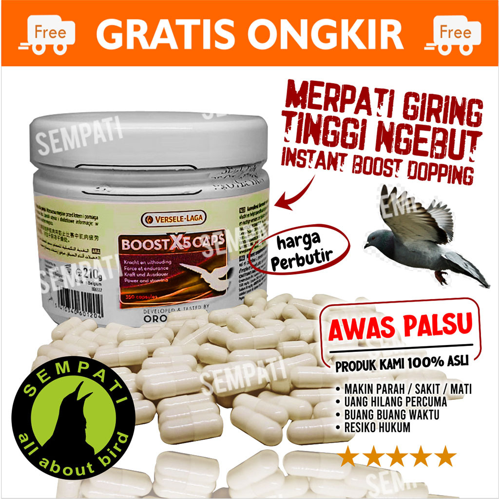 SEMPATI Boost X5 Caps Versele Laga Pil Vitamin Doping Burung Merpati Boostx5 Import Vitamin Kapsul B