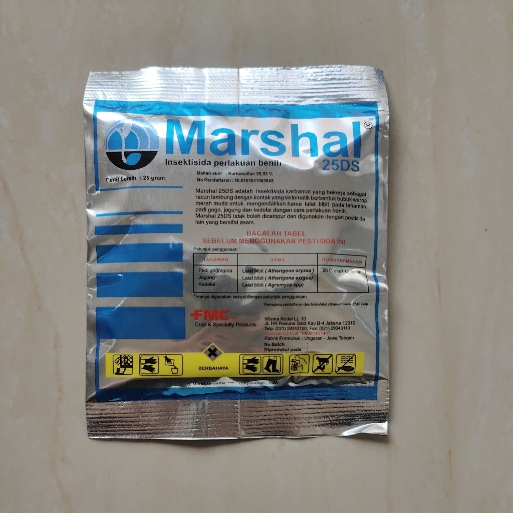 Insektisida Marshal 25 gram - Efektif untuk Perlindungan Benih, Sistemik, Bubuk Merah Muda