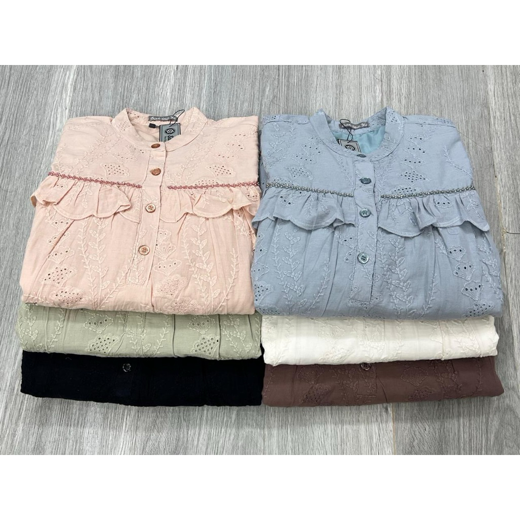 Midi dress Salvina.ys ORI bordir bolong motif zikzak