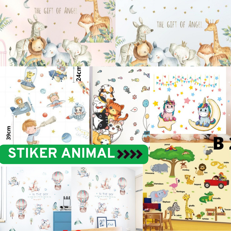 WALLSTICKER STIKER DINDING ANIMAL HEWAN LUCU DEKORASI RUMAH DEKOR KAMAR RUANG BELAJAR TIDUR ANAK COW