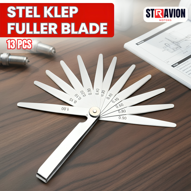 Feeler Gauge Blade 13 Pcs Fuller Gauge 0.05 - 1 mm Setelan Klep Kunci Stel Klep Motor Mobil 1 Set