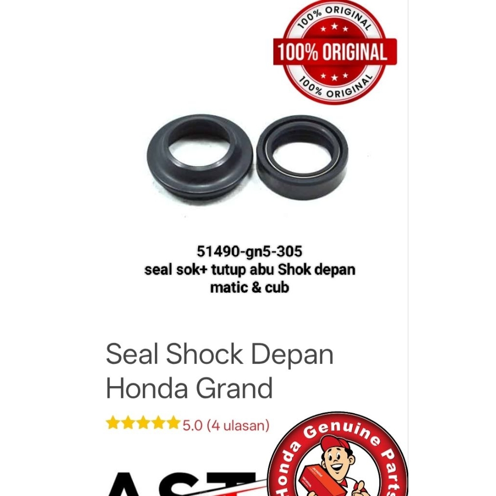 51490gn5305 seal sok +tutup abu matic &cub Honda GARANSI ORIGINAL AHM