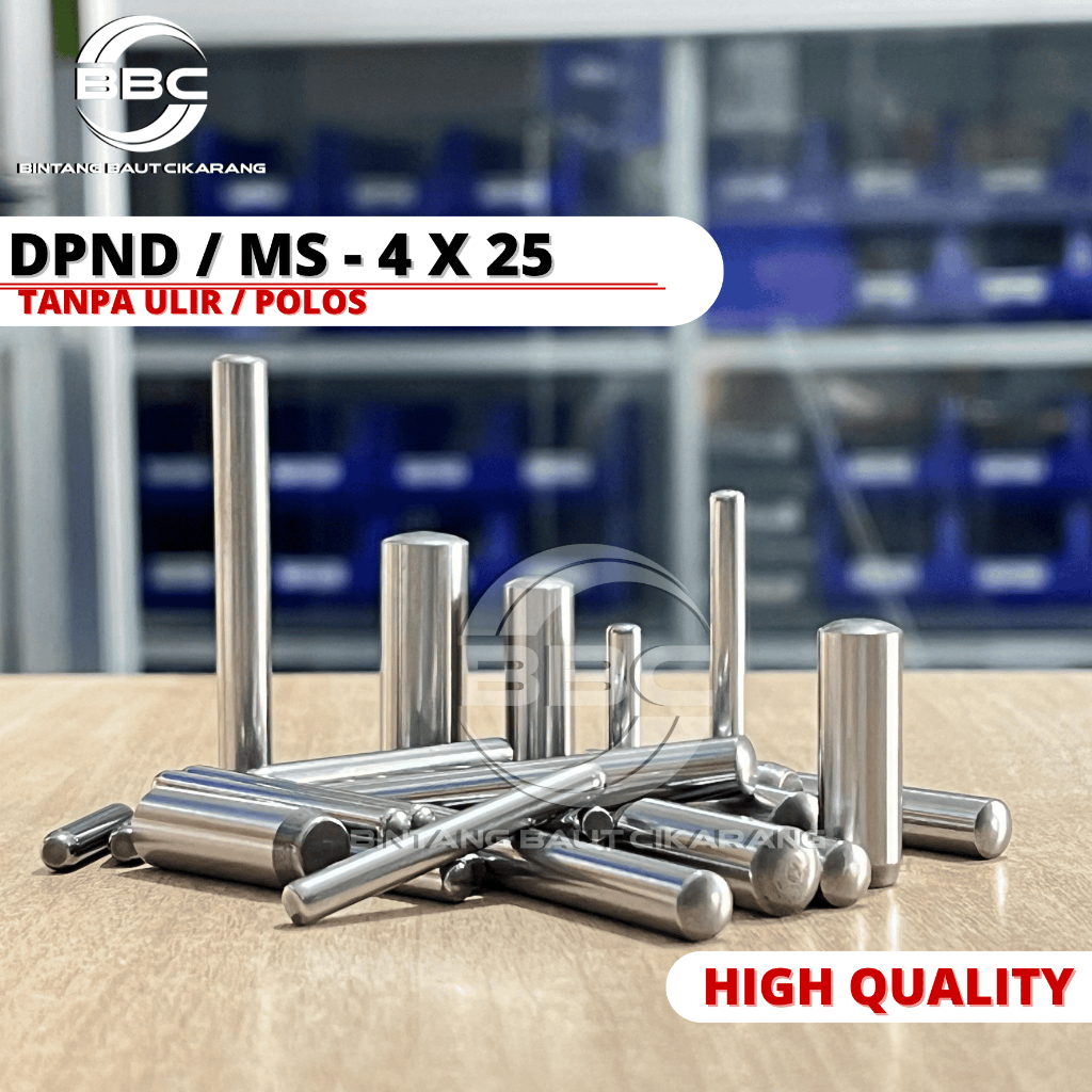 Dowel Pin DPND 4X25 MM Dowel Pin Polos Solid Tanpa Drat Ulir Tipe DPND / MS 4 x 25 mm
