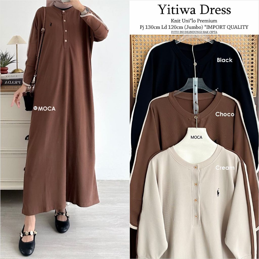YITIWA DRESS WANITA BAHAN KNIT UKURAN JUMBO LD120