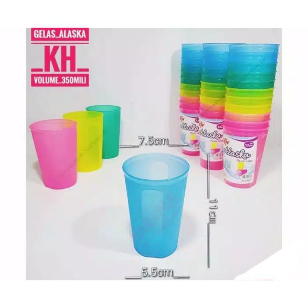 Gelas Plastik Alaska /Gelas Plastik Warna Warni