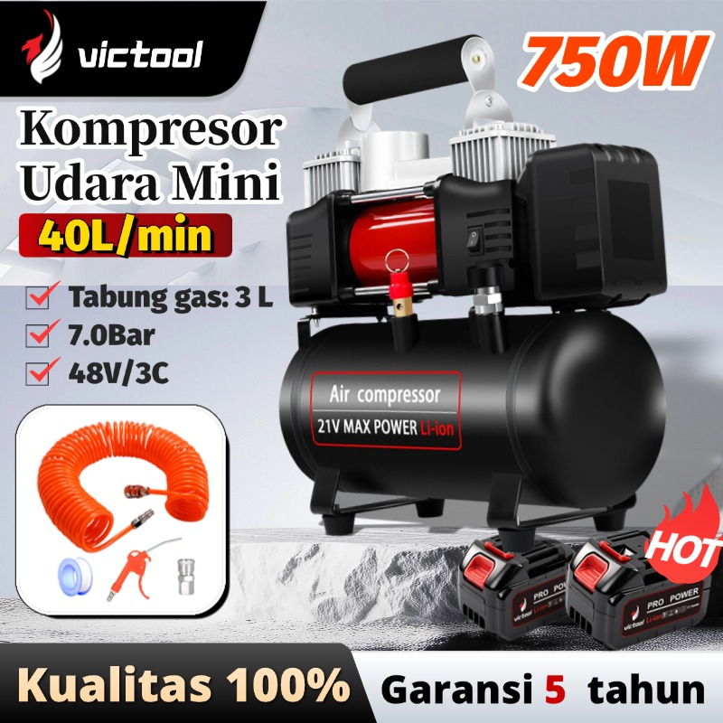 Victool Mini Kompresor Angin Oilless Listrik Portabel 40L/MIN Kompresor Angin Listri 3L Portable Ala