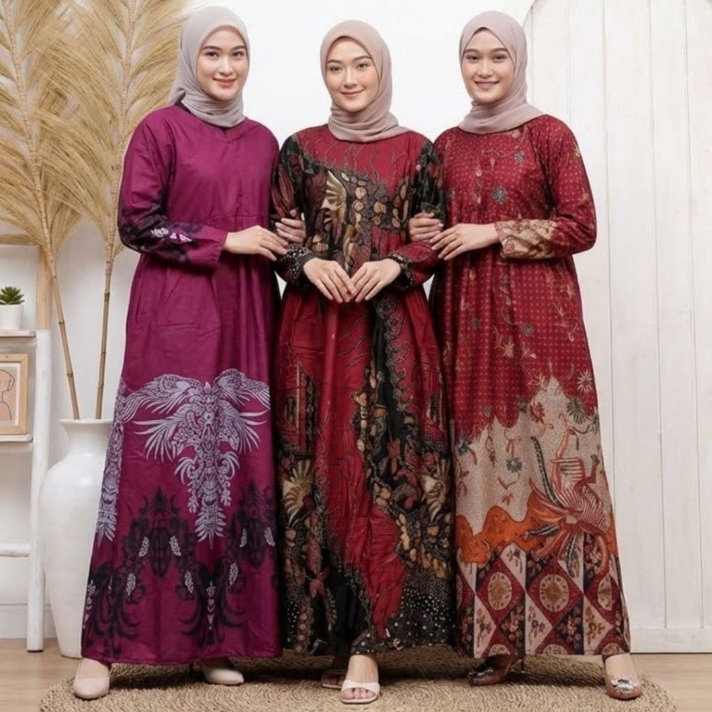 GAMIS BATIK WANITA JUMBO MAROON SERIES BY AGEMAN