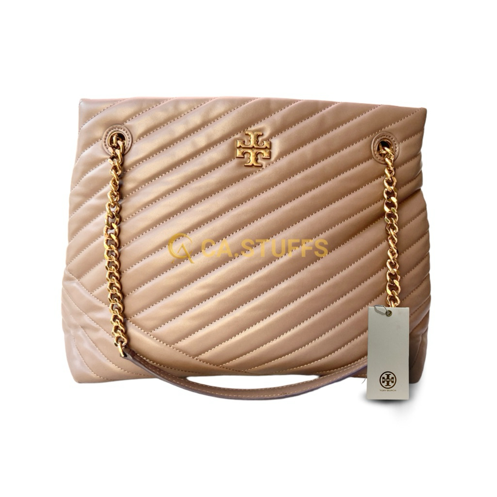 Preloved Tory Burch TB Kira Chevron Tote Classic Taupe