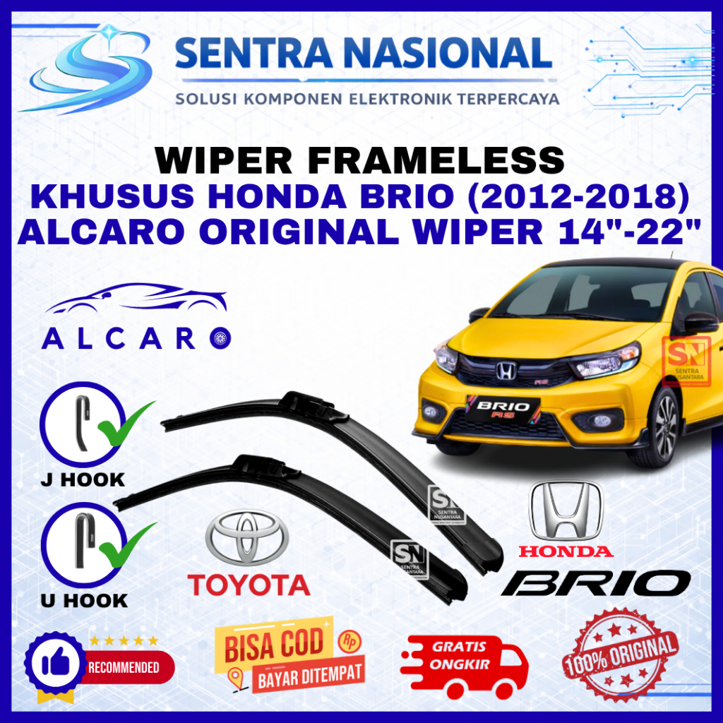 Wiper Mobil Honda Brio (2012-2018) ALCARO ORIGINAL | Wiper Kaca Mobil Honda Brio Model Frameless Pre