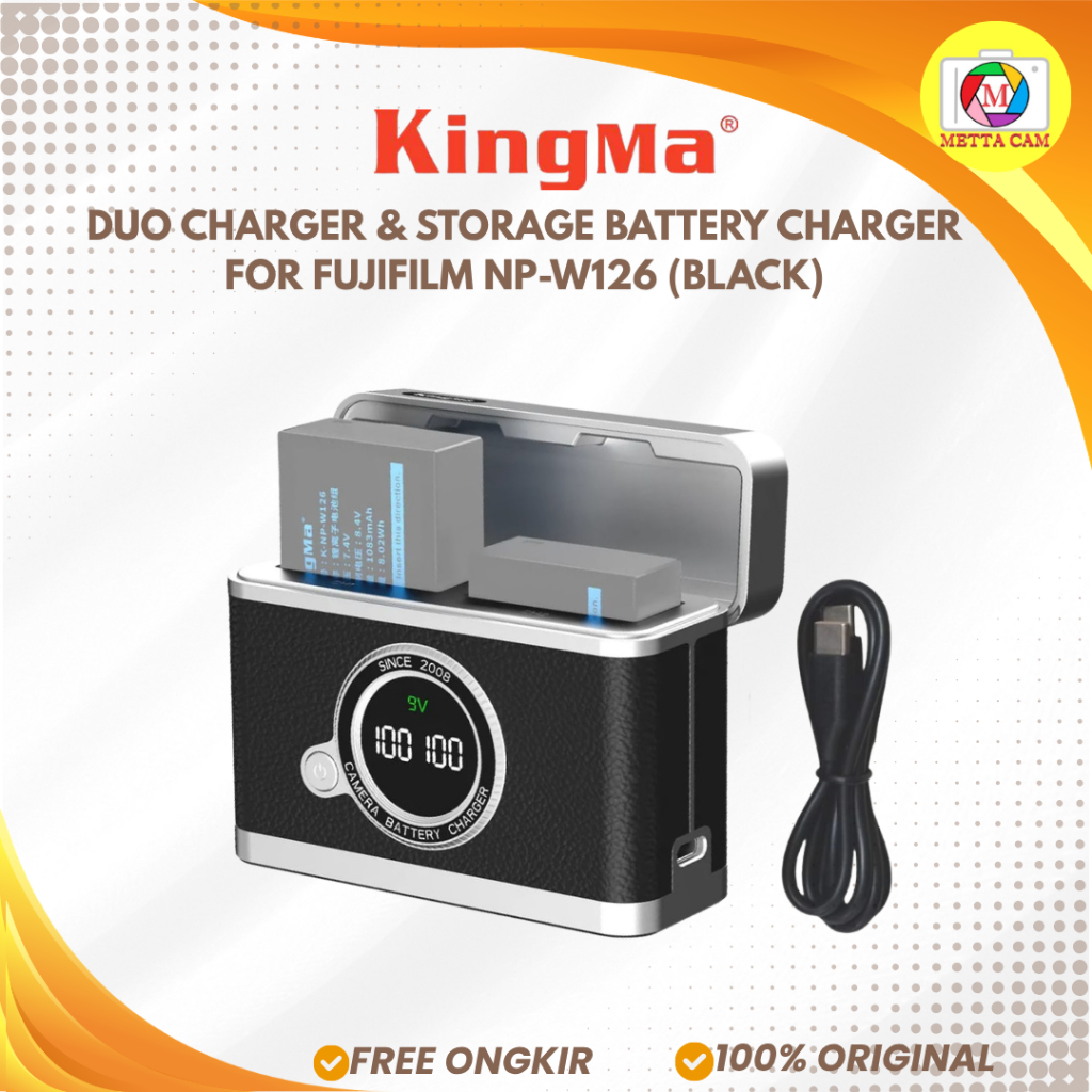 KingMa PowerCase Duo CHARGER For Fujifilm NP-W126, XT3, XT2, XT1, XT30, XT20, XT10, XT200, XT100, XA