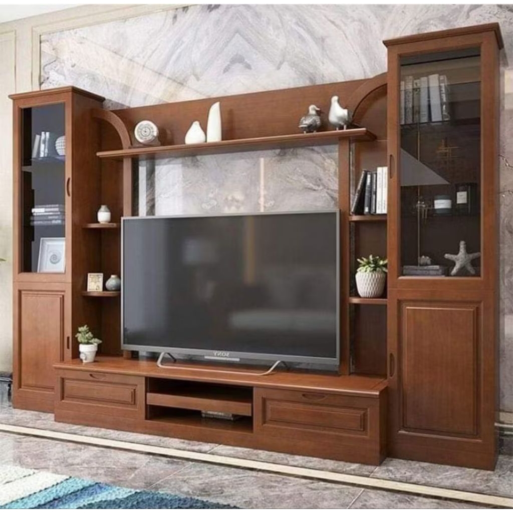 bufet tv kayu jati great A1 solid ukuran 300x230/bufet minimalis jati solid/backdrop tv jati solid