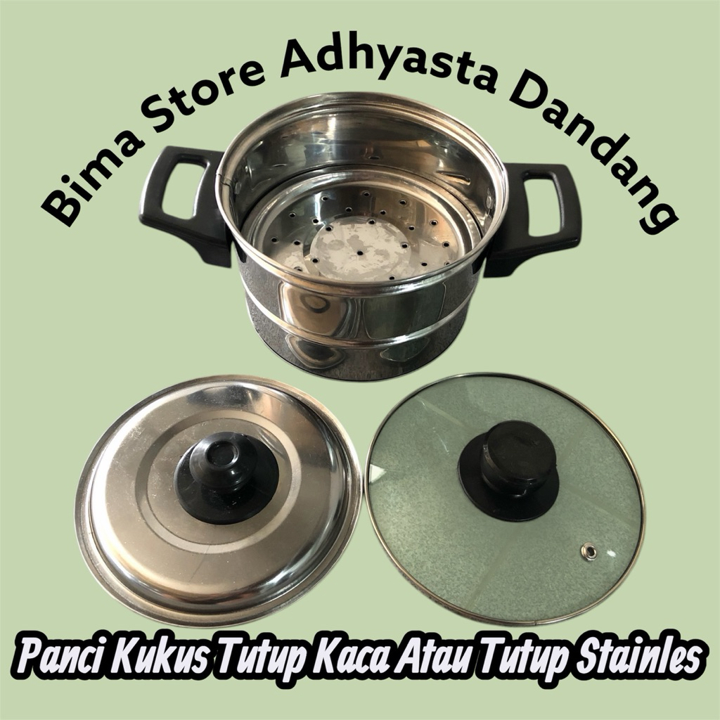 DANDANG KUKUSAN HANDEL ANTI PANAS/PANCI KUKUS MINI TUTUP STAINLES 18cm FREE ENTONG NASI