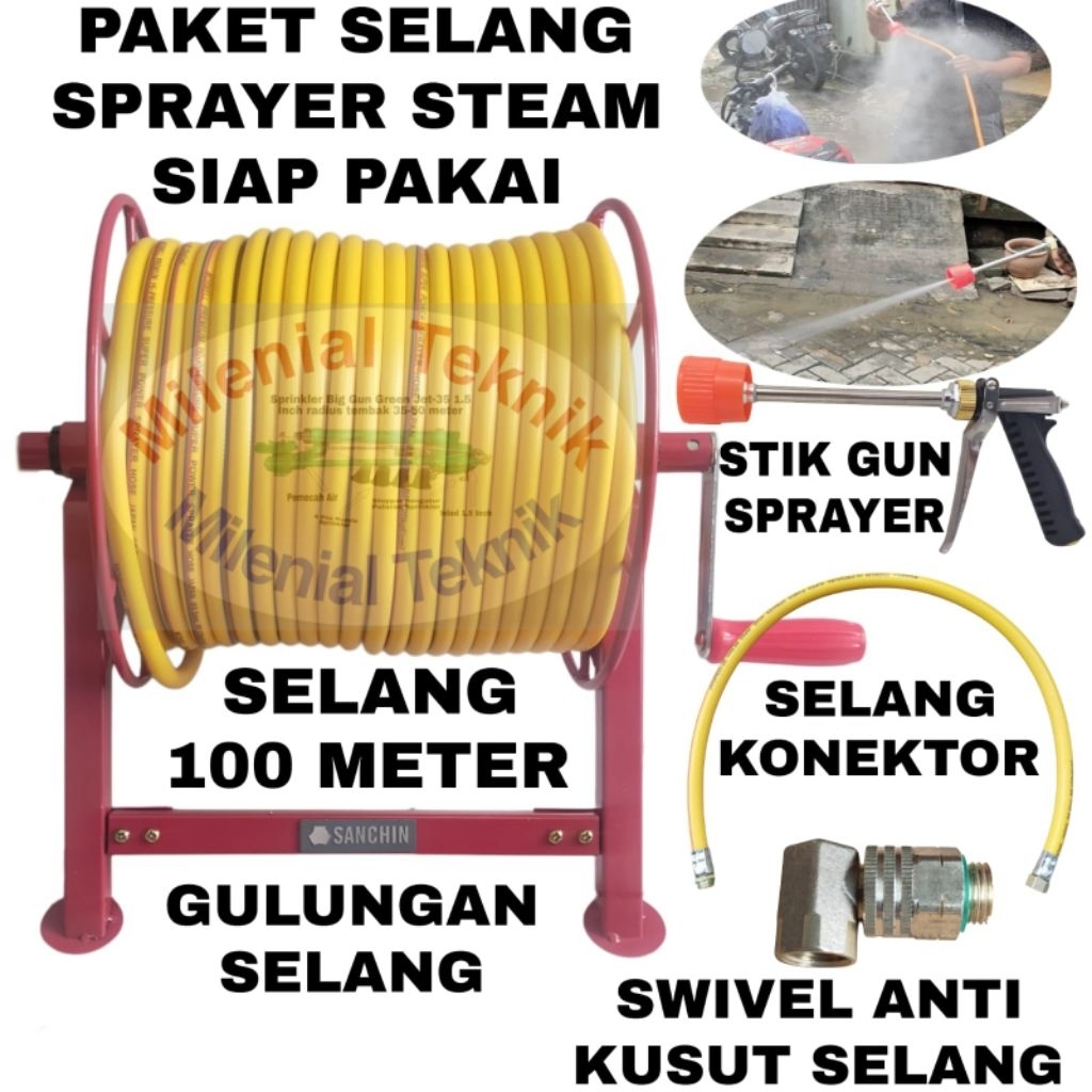 Paket Selang steam Sprayer 100 meter  selang air selang cuci motor dan mobil selang penyiraman tanam