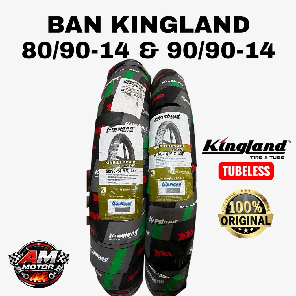 BAN TUBLES KINGLAND LEOPARD 80/90-14 DAN 90/90-14 ban motor kingland ring 14 ban motor harian kuat b