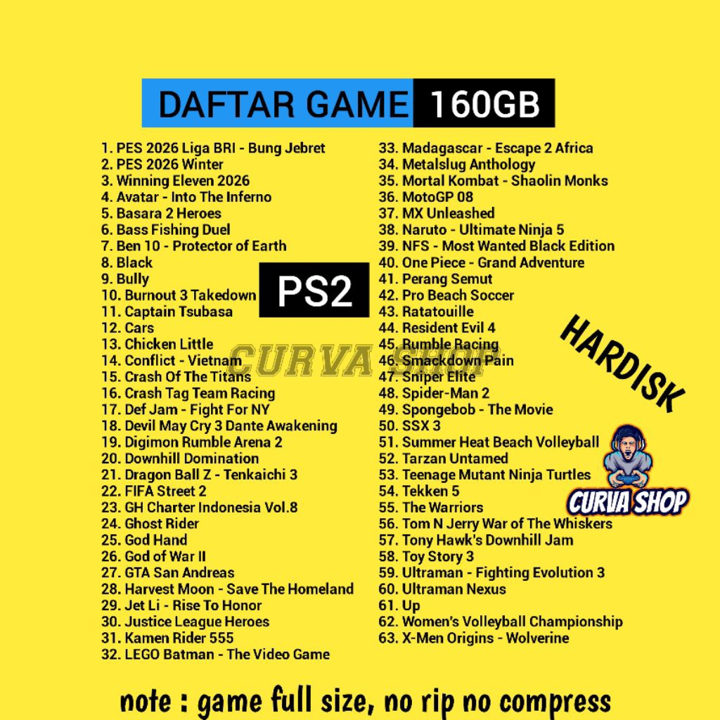HDD Eksternal PS2 160GB Full Bisa Request