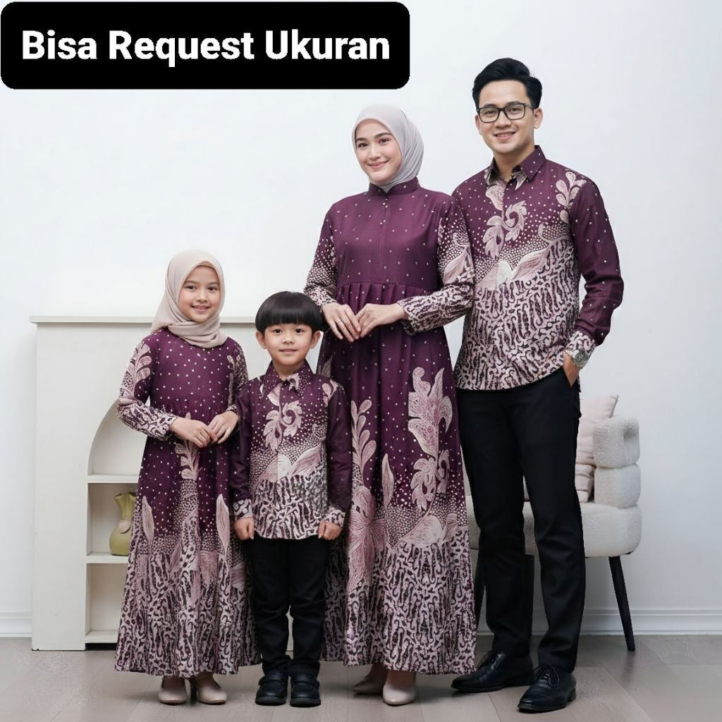 BAJU SERAGAM BATIK COUPLE GAMIS PASANGAN SARIMBIT KELUARGA CUSTOM ANAK BALITA REMAJA CEWEK COWOK / A