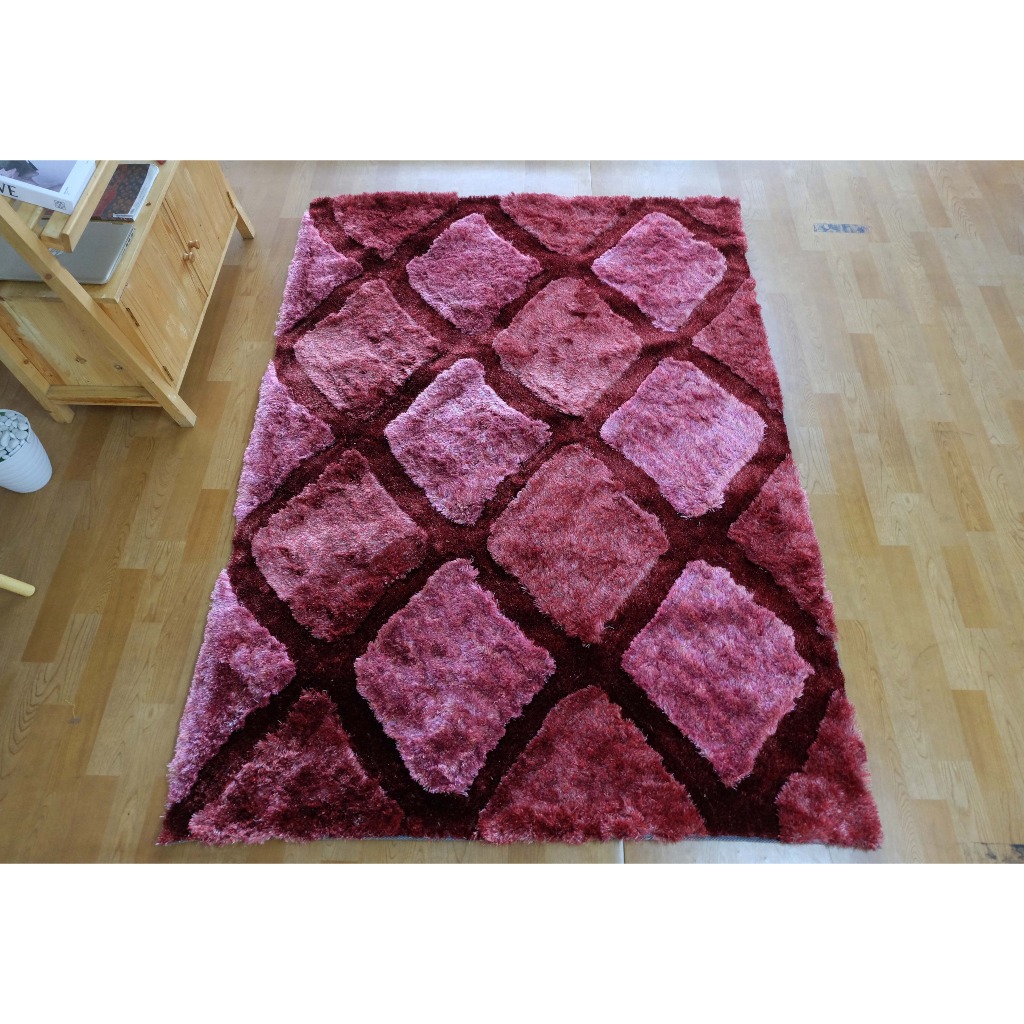 KARPET ALICE SHAGGY UK 160X230 RED A07 , KARPET SHAGGY BULU TEBAL, shaggy RUGS POLYESTER {FREE KARPE