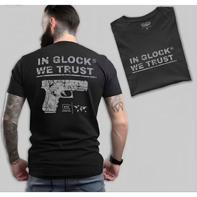 Kaos Glock Tembak pistol Tshirt army military Tactical outdoor original cotton combed 24s super soft