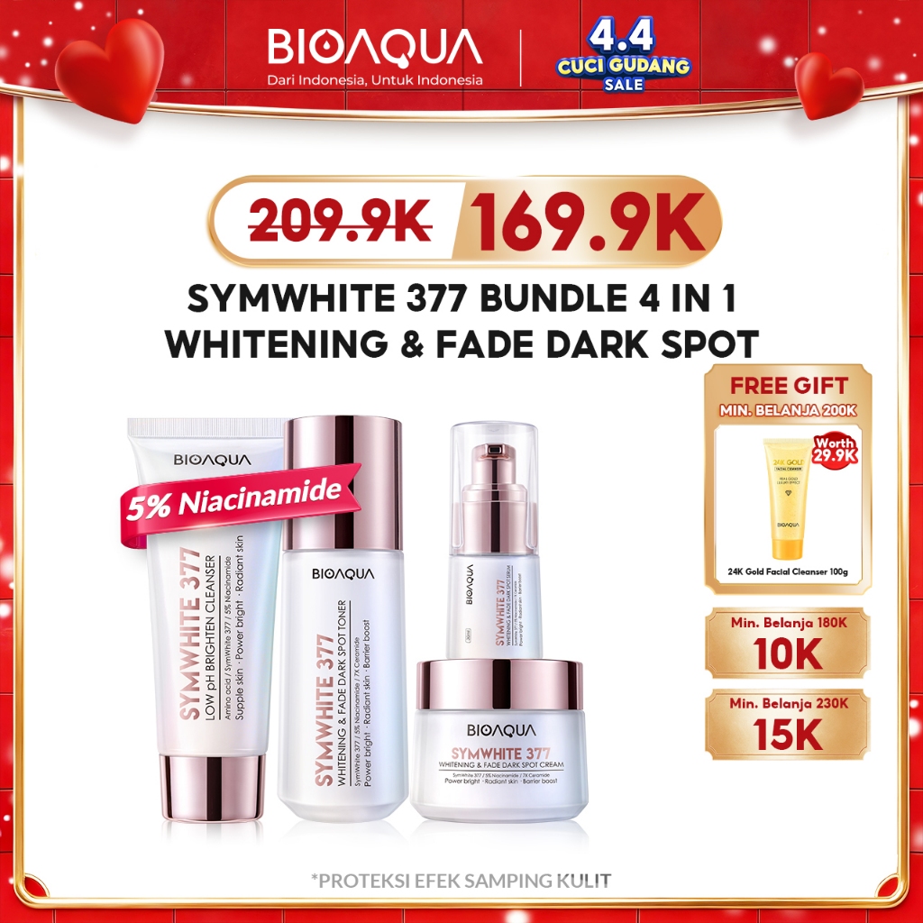 BIOAQUA SymWhite 377 Whitening & Fade Dark Spot Skincare 1 Set Lengkap BPOM Basic Skincare Paket Ski
