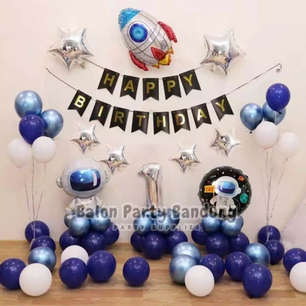 BALON PARTY Paket Dekorasi Balon Ulang Tahun Astronot Roket (Galaxy 2) / Ultah Anak