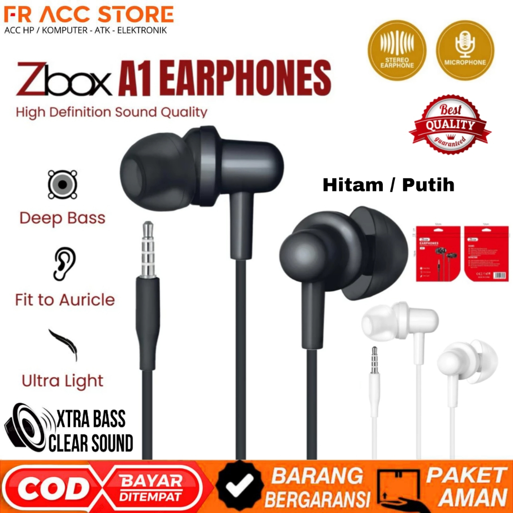 Headset Zbox A1 Super Bass mic Audio headset kabel Zbox A1 Earphone Zbox HD sound Quality