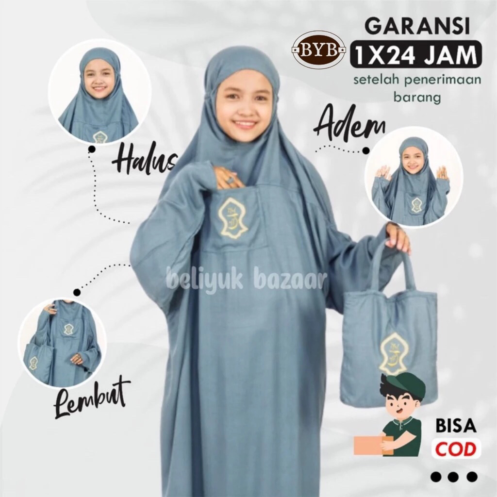 Mukena Anak Remaja Hadramaut Terusan Bali Terompah Polosan Warna Mukena