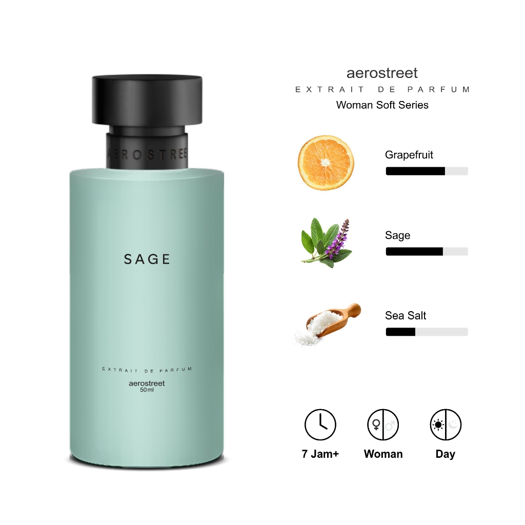 Aerostreet Parfum Soft Sage Aroma Grapefruit Sage Sea Salt - Extrait De Parfum PF009 Parfum Wanita