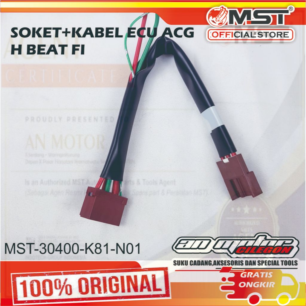 SOKET+KABEL ECU ACG BEAT FI/VARIO 110 LED MERK MST OTOPART ORIGINAL