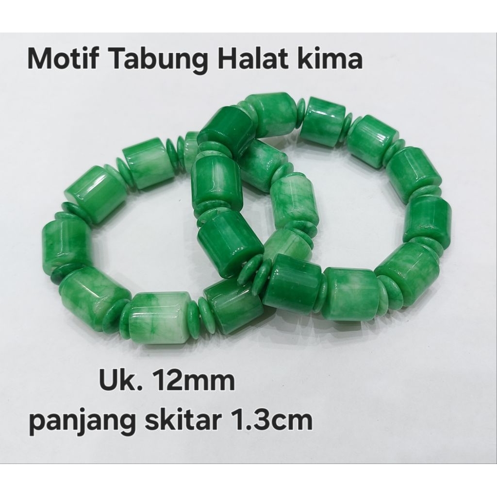 Gelang Batu Giok Motif Tabung Mix Kima - Gelang Giok China Asli