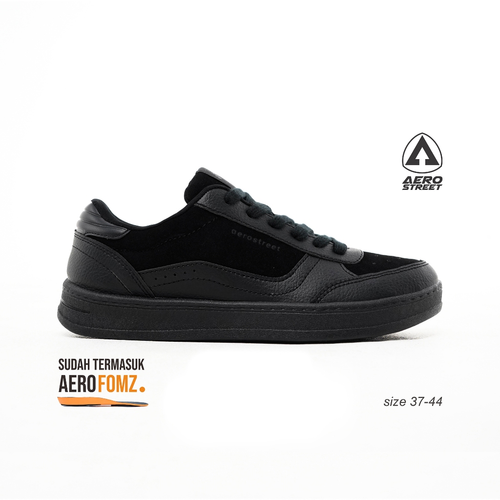 Aerostreet 37-44 Austin Hitam Hitam Hitam - Sepatu Sneakers Casual