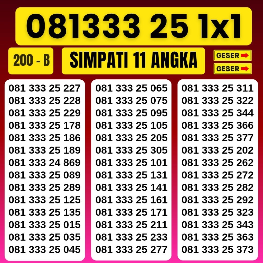 Kartu Perdana Nomor Cantik Telkomsel Panca Super 3333 Kartu Perdana Telkomsel Tsel Red Telkomsel 5g 