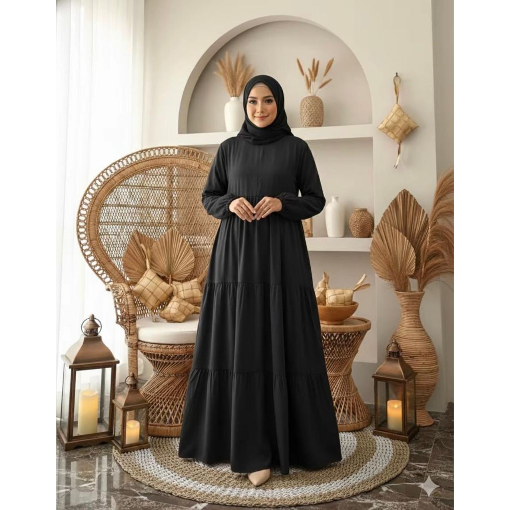 gamis rayon twill // gamis susun 3 /gamis rayon twil.terlaris/gamis rayon polos terbaru
