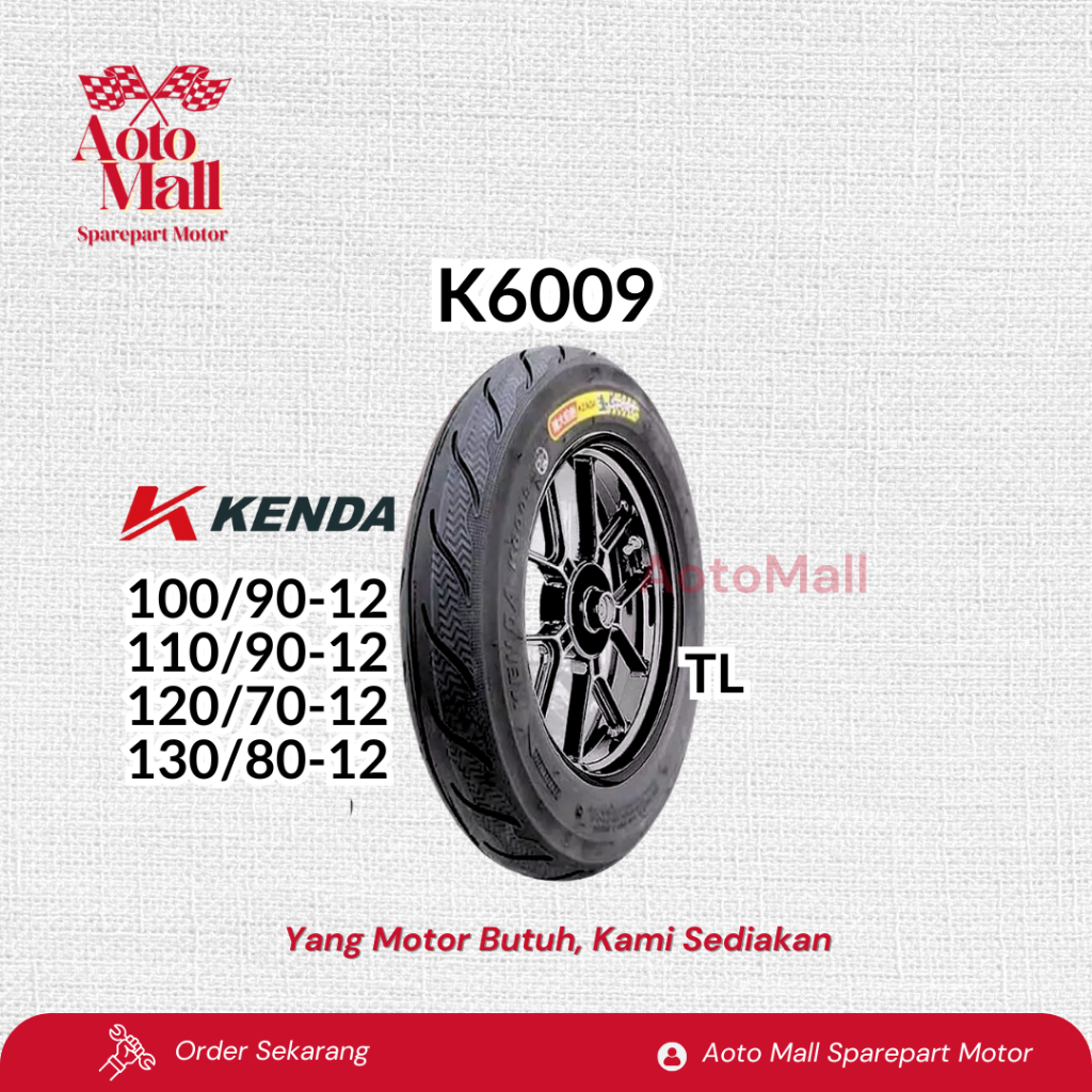 Ban Kenda 100/90 110/90 120/70 130/80 Ring 12 Motif K6009 Motor Matic Tubeless Medium Compound Origi