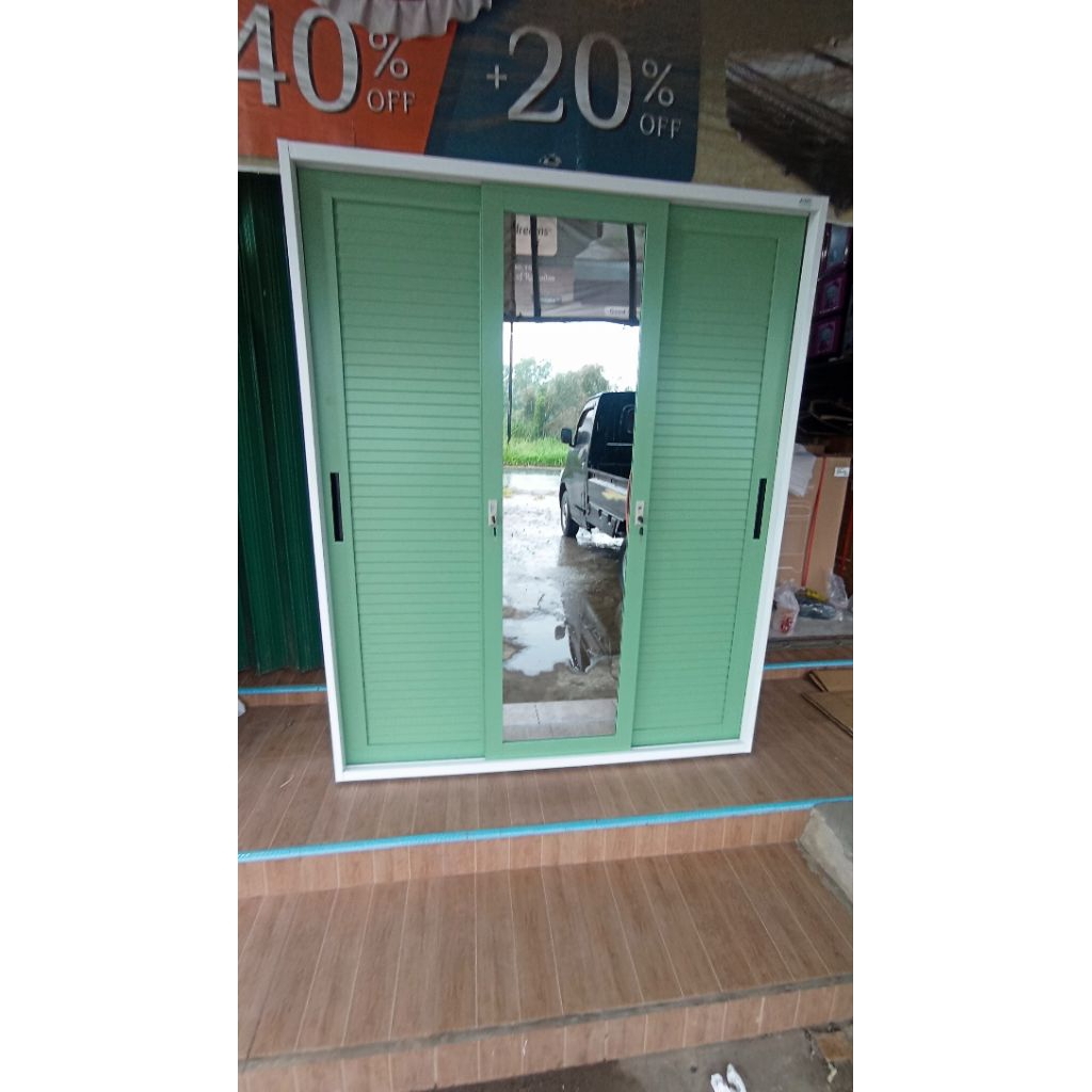 AVERY Lemari Pakaian Besi 3 Pintu Sliding Gantungan Tinggi Untuk Gamis dan Long Dress Rak Baju