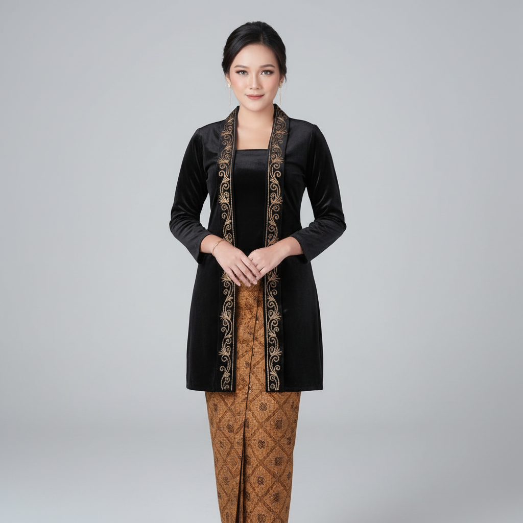 Kebaya Kutubaru Wanita Bludru Bordir Panjang Jumbo Premium Kebaya Lamaran Pengantin Modern Kondangan