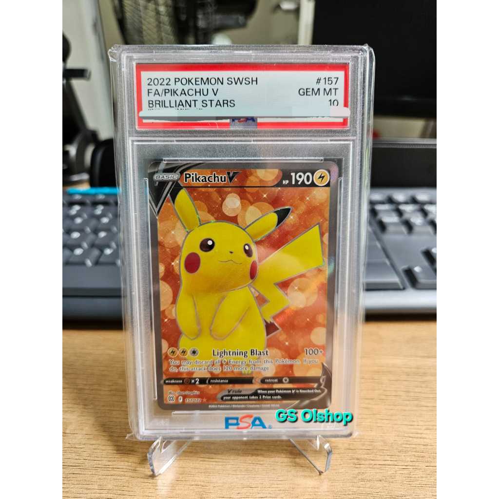 POKEMON PIKACHU SWSH ENGG PIKACHU V BRILLIANT STARS PSA 10 ( SLAB MULUS )
