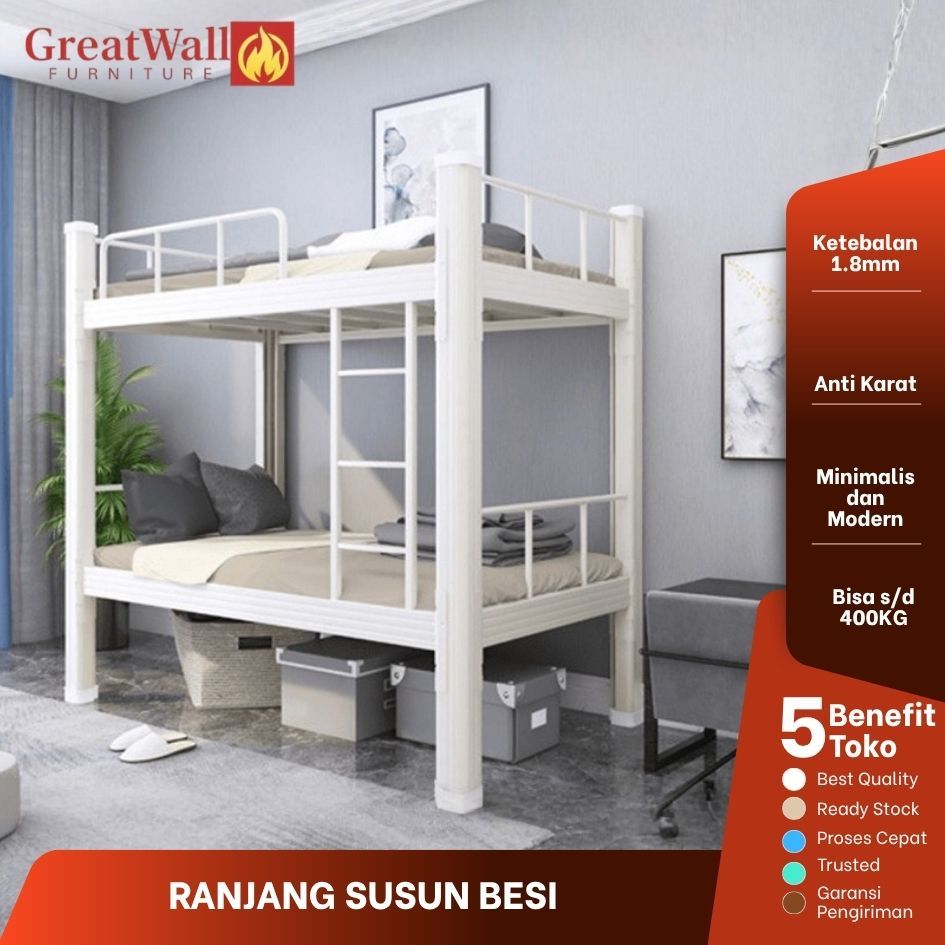 Ranjang Susun Anak 2 Tingkat Kuat Serbaguna Cocok Untuk Asrama Mess Atau Kamar Anak