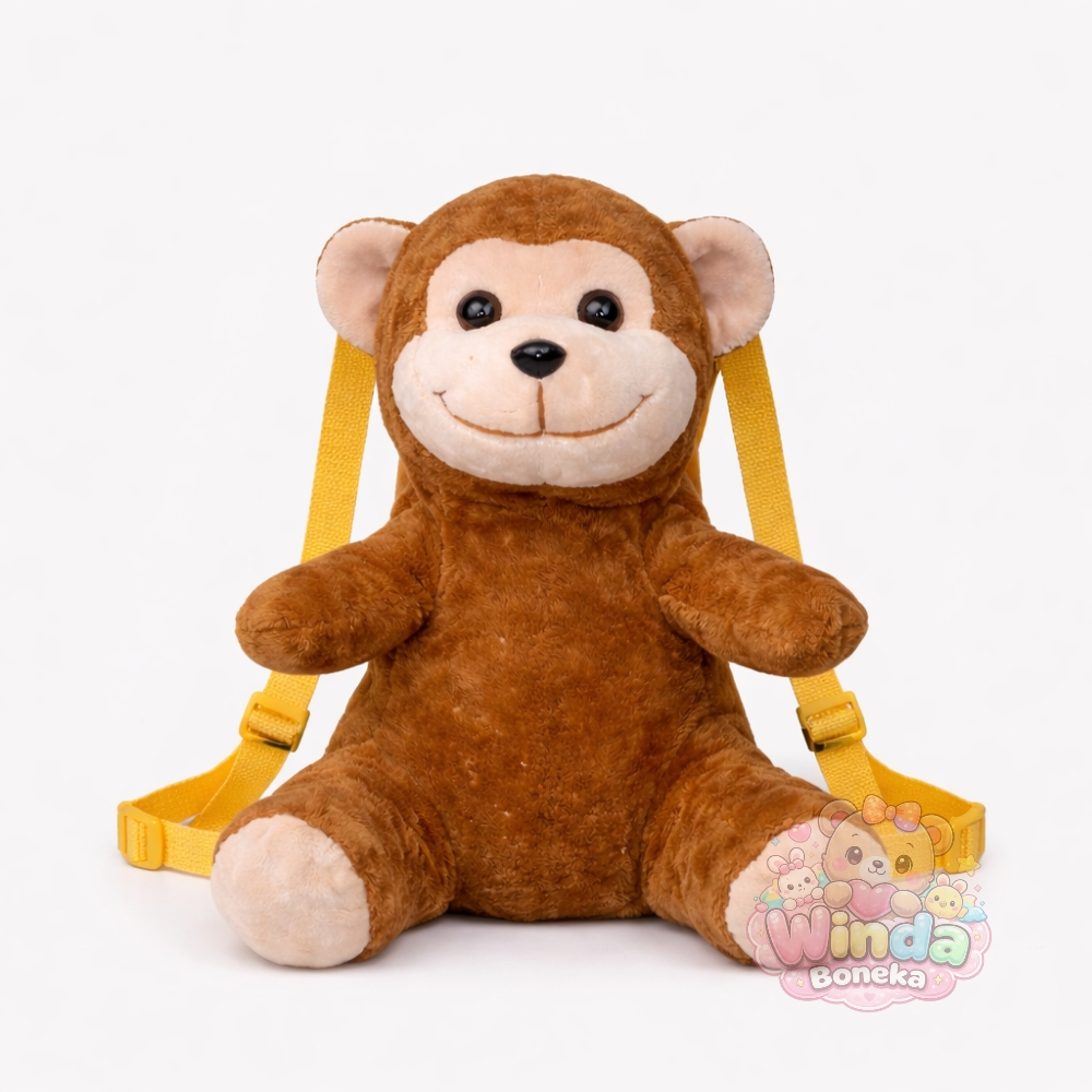 Tas Ransel Boneka Monyet Bahan RabbitFur Premium Untuk Anak