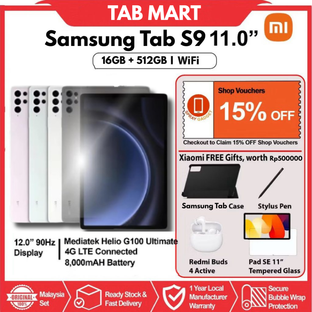 [ Gratis Ongkir ] Samsung Galaxy S9 Tab 11 Inch | 5G/4G LTE | 16GB RAM 512GB ROM | Dual SIM | Androi