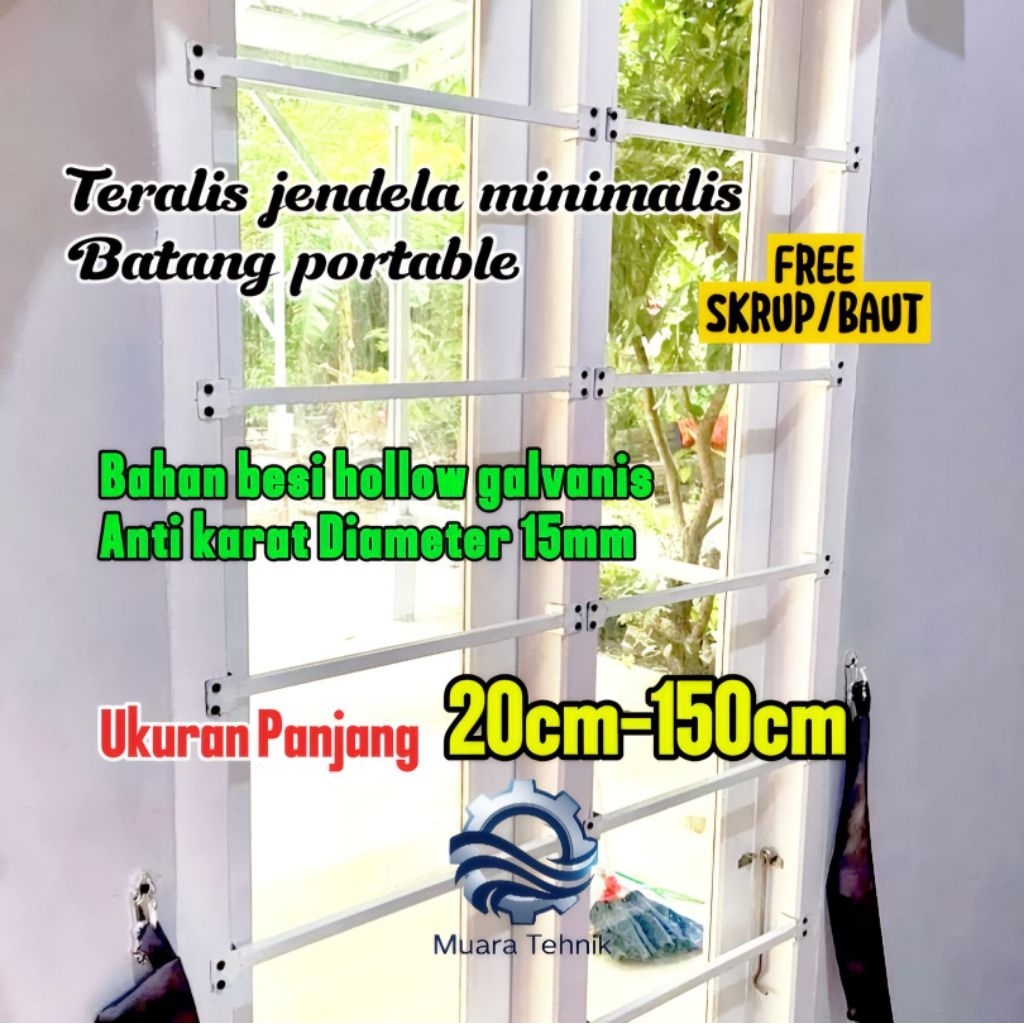 Harga promo,Teralis Tralis jendela minimalis batang portable,Bahan besi hollow galvanis anti karat D