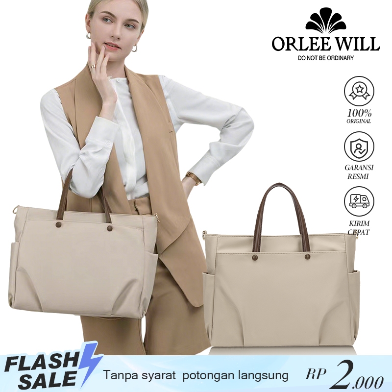 ORLEE WILL Tas Kerja Wanita Besar Tote Bag Resleting Tas Laptop Tas Kantor Wanita Elegan OL-8010