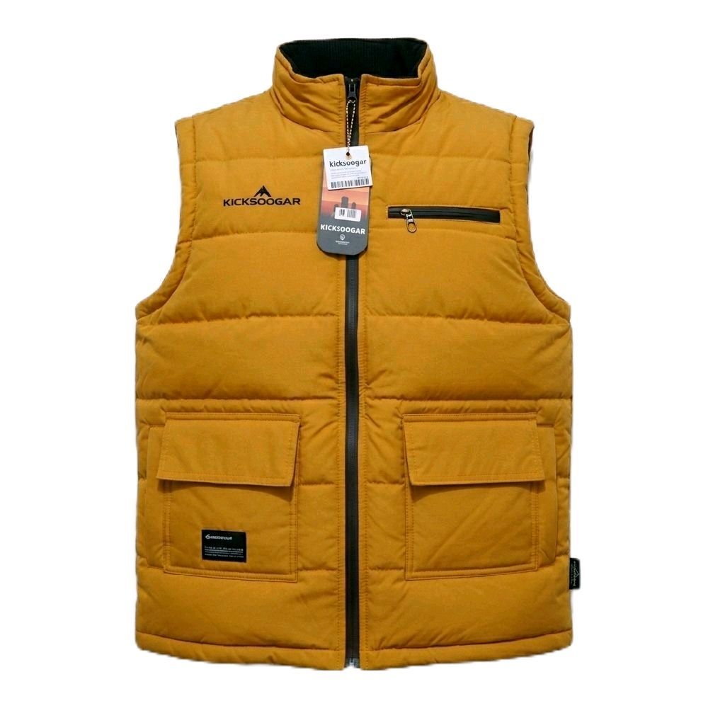 Kicksoogar Jaket Rompi Pria Outdoor - Vest Puffer Winter Tebal Anti Angin Cream Khaki Original
