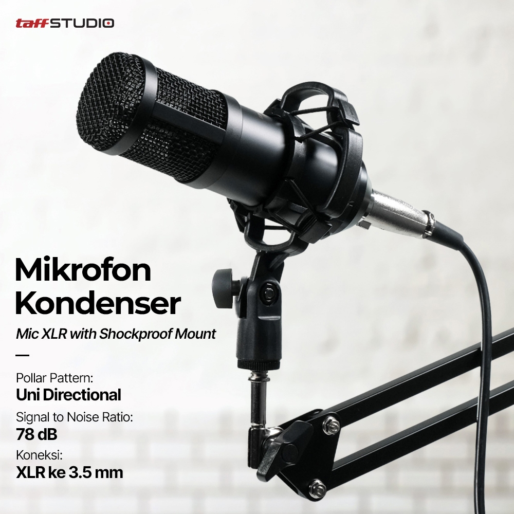MIC Podcast Mikrofon Kondenser XLR Condenser Microphone with Holder