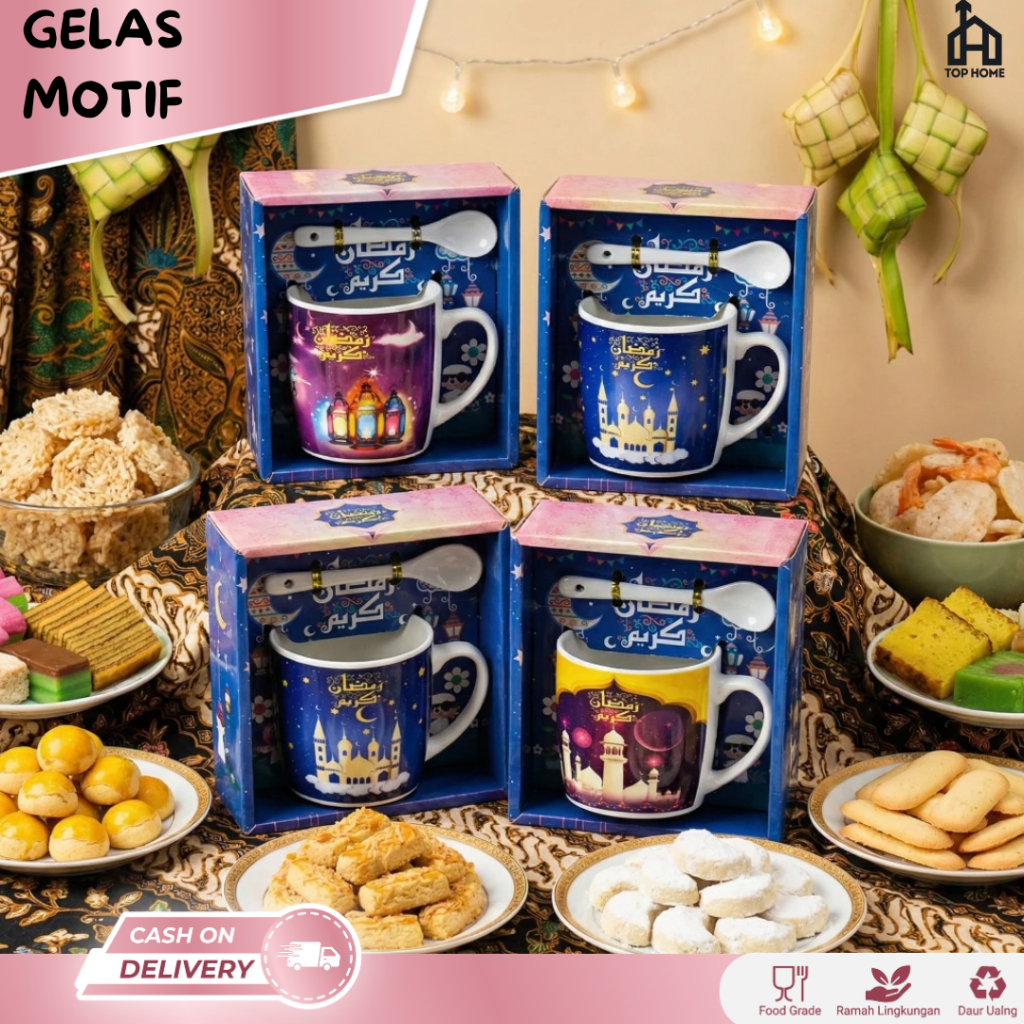 Mug Hampers Idul Fitri / Set Hampers Gelas Lebaran / Hampers Lebaran / Mug Lebaran Gelas Ied Mubarak