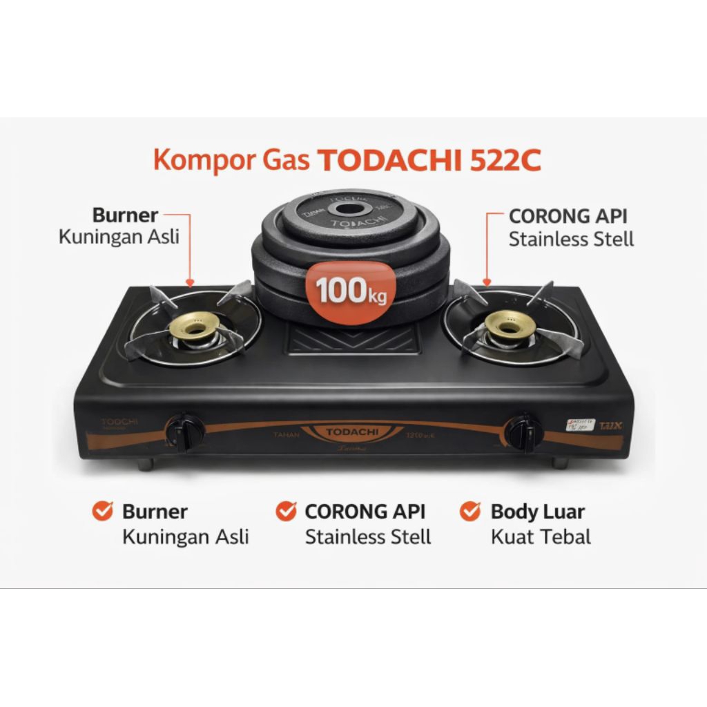 kompor Todachi 2 tungku type 522C