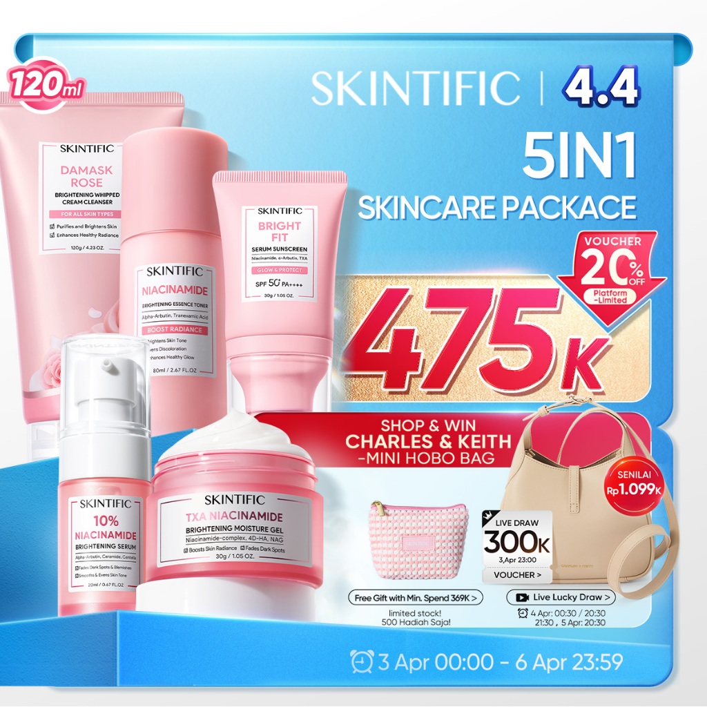 [5PCS] SKINTIFIC Full Series Skincare Set - Facial Wash + Toner + Serum + Moisturizer + Sunscreen – 